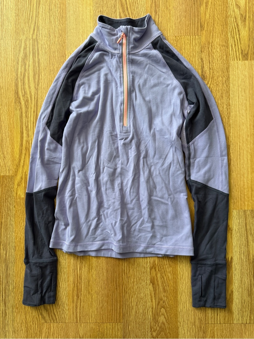 Ivivva Lavender and Black Half-Zip Top with Peach Zipper